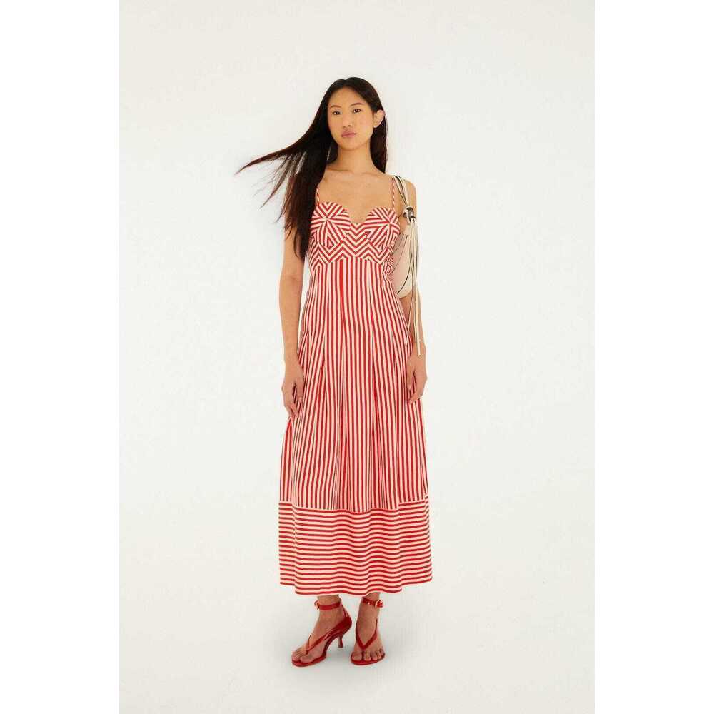 Off-White Checkered Stripes Sleeveless Maxi Dress